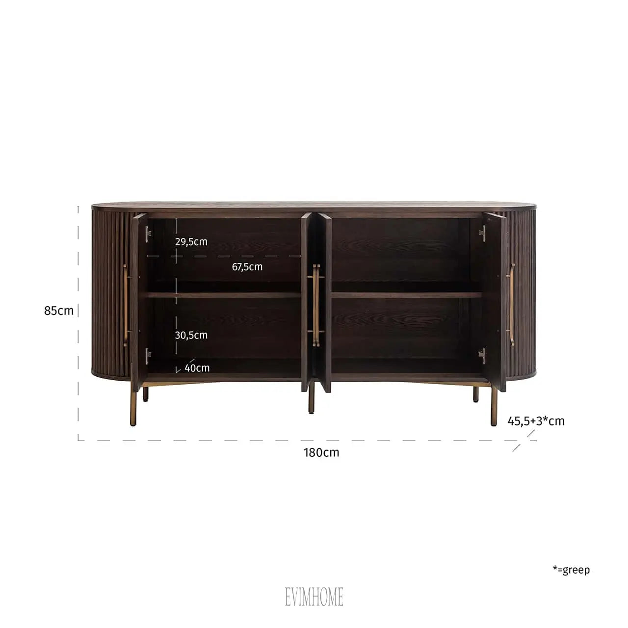 Sideboard Luxor 4-türig (Braun) Evimhome