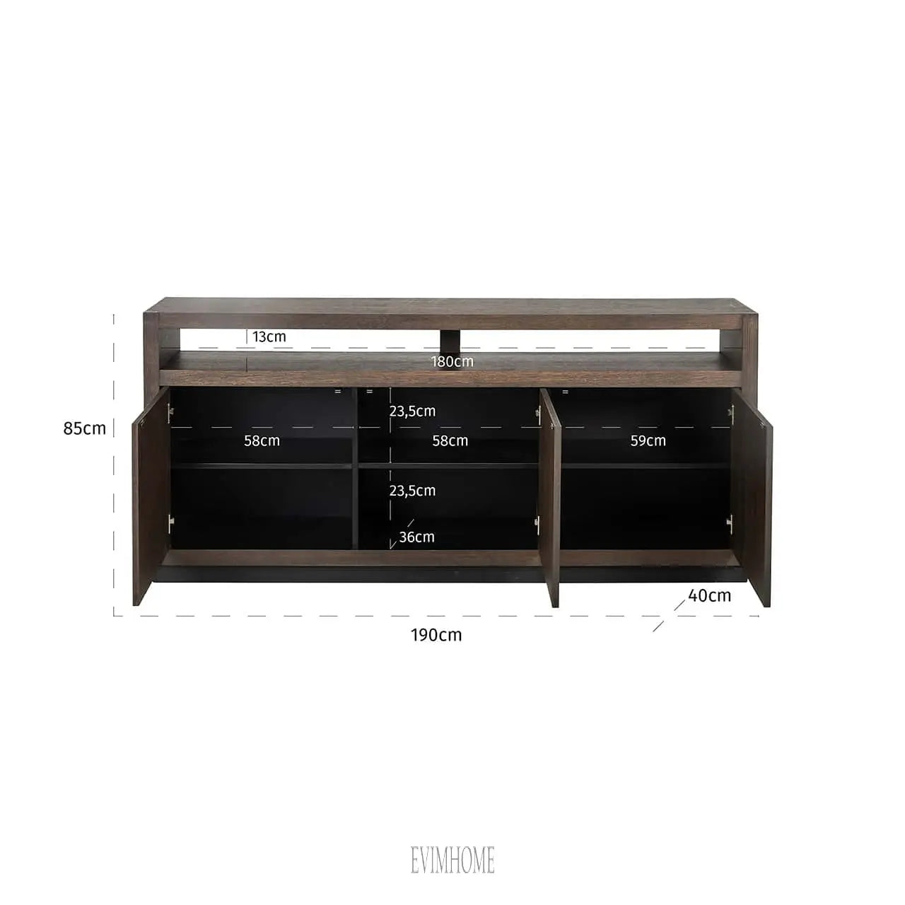 Sideboard Oakura 3-türig (Braun) Evimhome