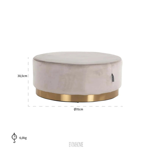 Sitzpuff Emmy 70Ã˜ Khaki-Samt (Quartz Khaki 903) Evimhome