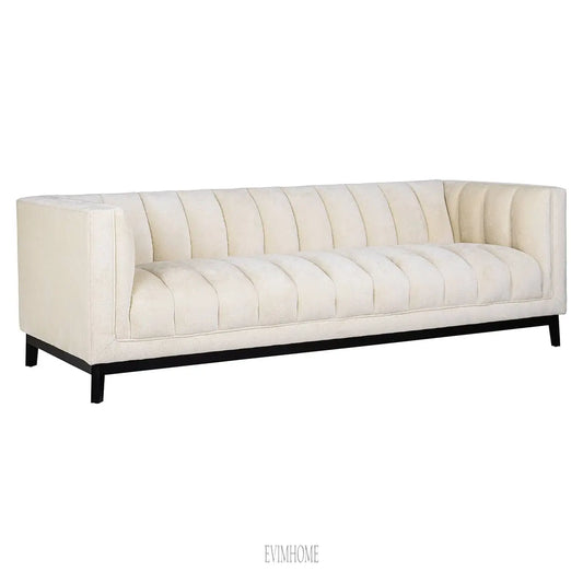 Sofa Beaudy, weißes Chenille, feuerhemmend (FR-Bergen 900 weißes Chenille) Evimhome