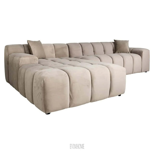 Sofa Cube 3-Sitzer + Lounge links (Quartz Khaki 903) Evimhome