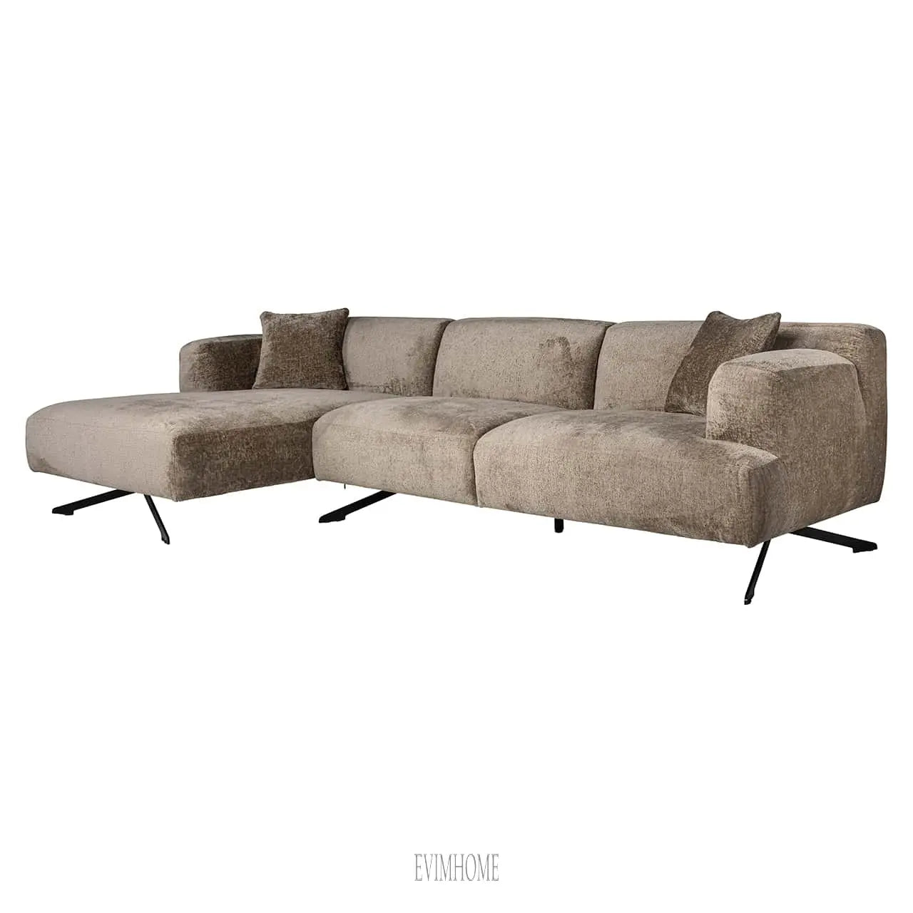 Sofa Donovan 3-Sitzer + Lounge links (Bergen 104 taupe chenille) Evimhome