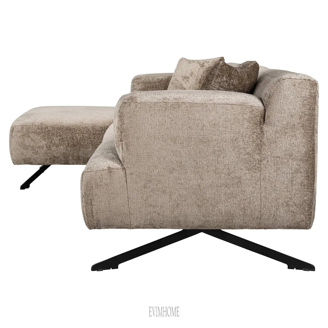 Sofa Donovan 3-Sitzer + Lounge links (Bergen 104 taupe chenille) Evimhome