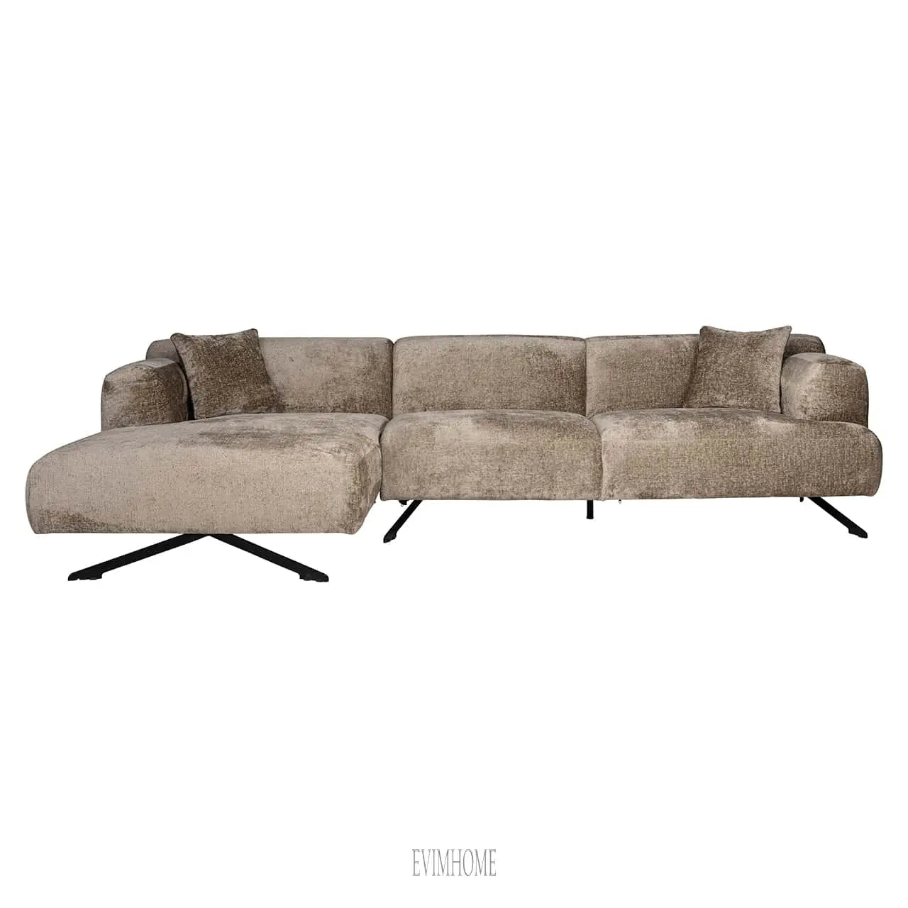 Sofa Donovan 3-Sitzer + Lounge links (Bergen 104 taupe chenille) Evimhome