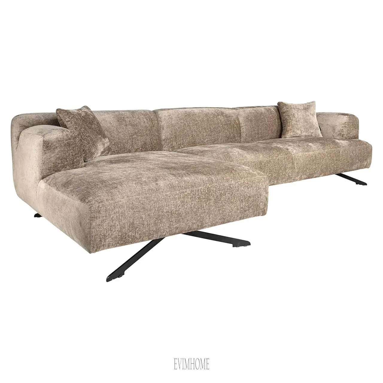 Sofa Donovan 3-Sitzer + Lounge links (Bergen 104 taupe chenille) Evimhome