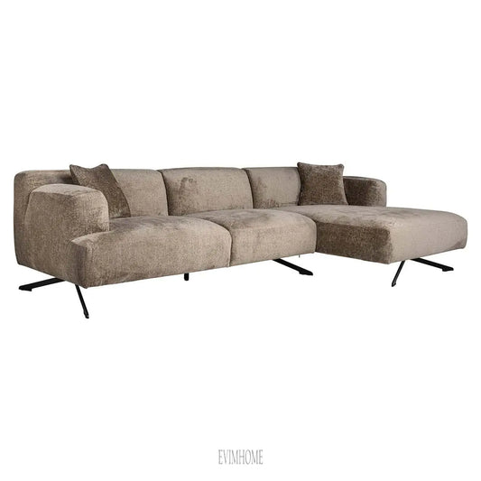 Sofa Donovan 3-Sitzer + Lounge rechts (Bergen 104 Taupe Chenille) Evimhome