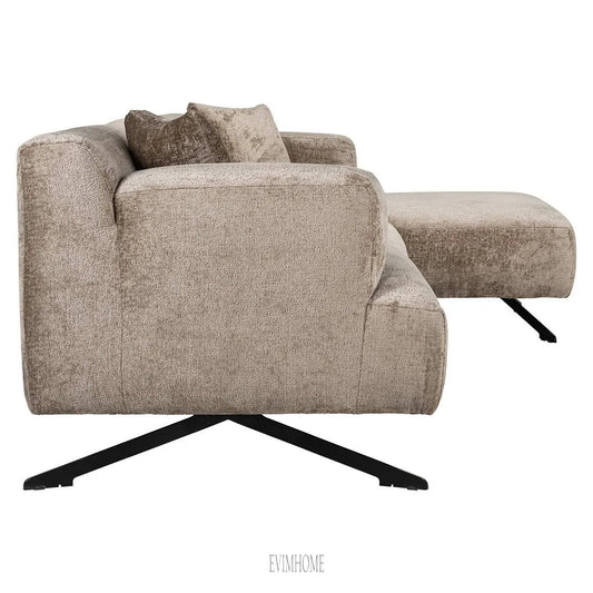 Sofa Donovan 3-Sitzer + Lounge rechts (Bergen 104 Taupe Chenille) Evimhome