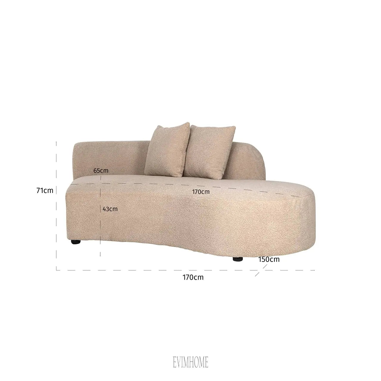 Sofa Grayson Ottomane rechts sand pelzig|vollgepolstert links (Himalaya 902 sand pelzig) Evimhome