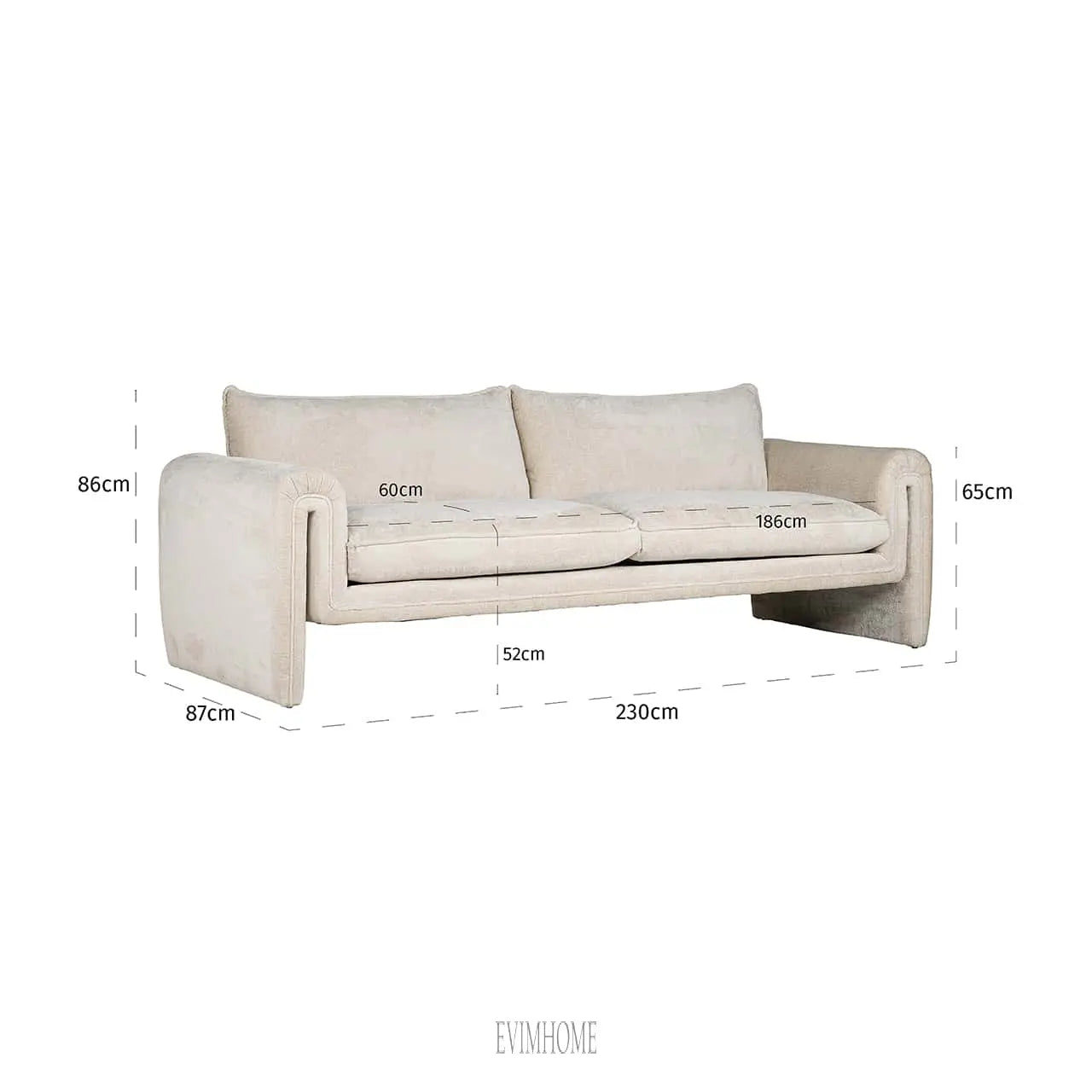 Sofa Sandro weißes Chenille (Bergen 900 weißes Chenille) Evimhome