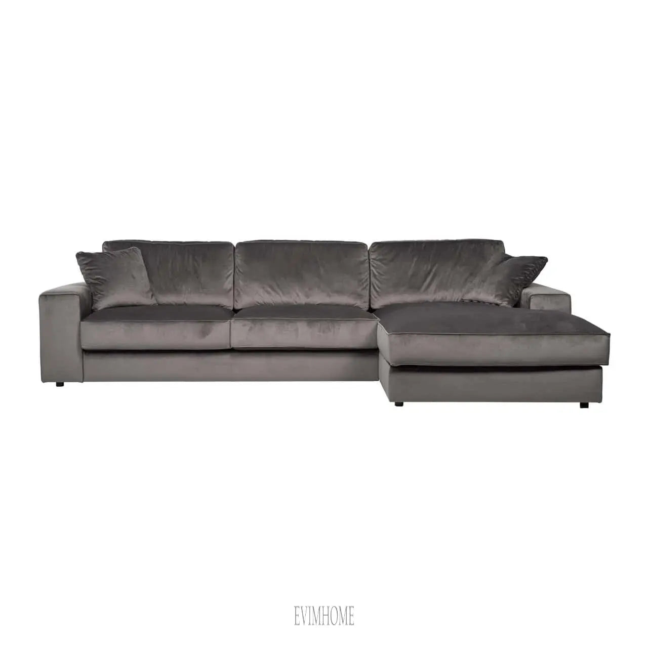 Sofa Santos 2,5 Sitzer + Lounge rechts Stein Samt (Quartz Stone 101) Evimhome