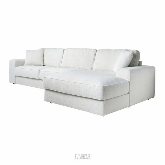 Sofa Santos 2,5 Sitzer + Lounge rechts weiß Bouclé (Copenhagen 900 Bouclé White) Evimhome