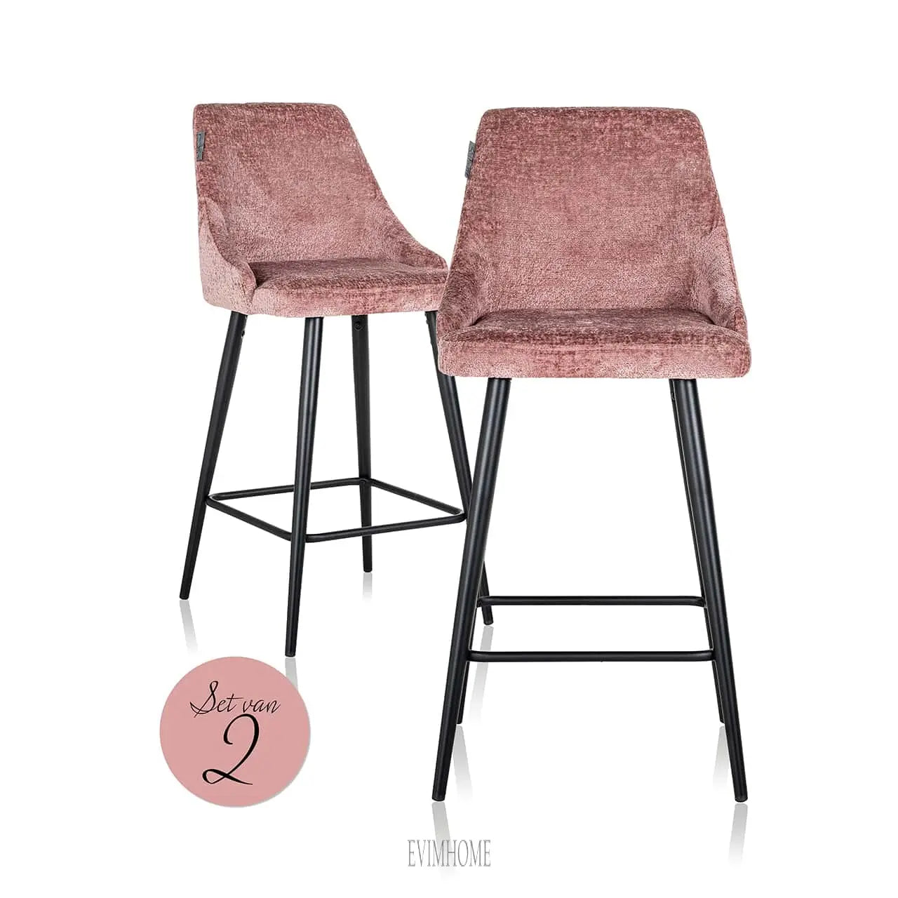 Thekenhocker Brooke rosa Chenille (2er-Set) (Bergen 705 rosa Chenille) Evimhome