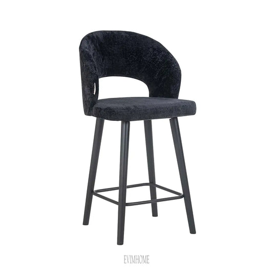 Thekenhocker Savoy schwarzes Chenille (Bergen 809 schwarzes Chenille) Evimhome