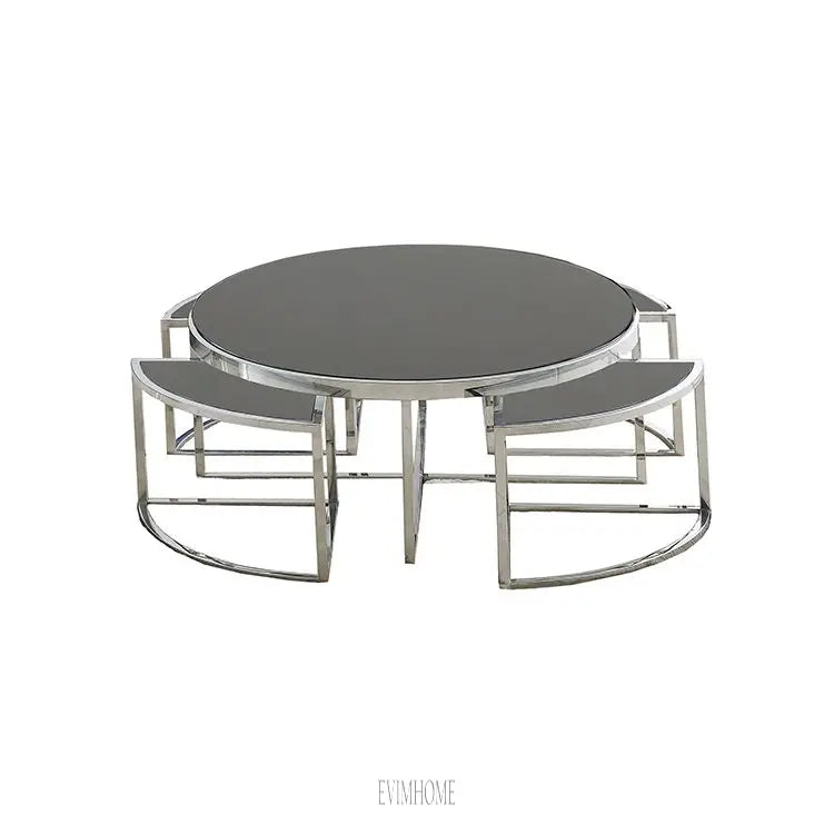 VERONA COUCHTISCH | Ø100X42 CM SCHWARZ 5-TEILIG Evimhome