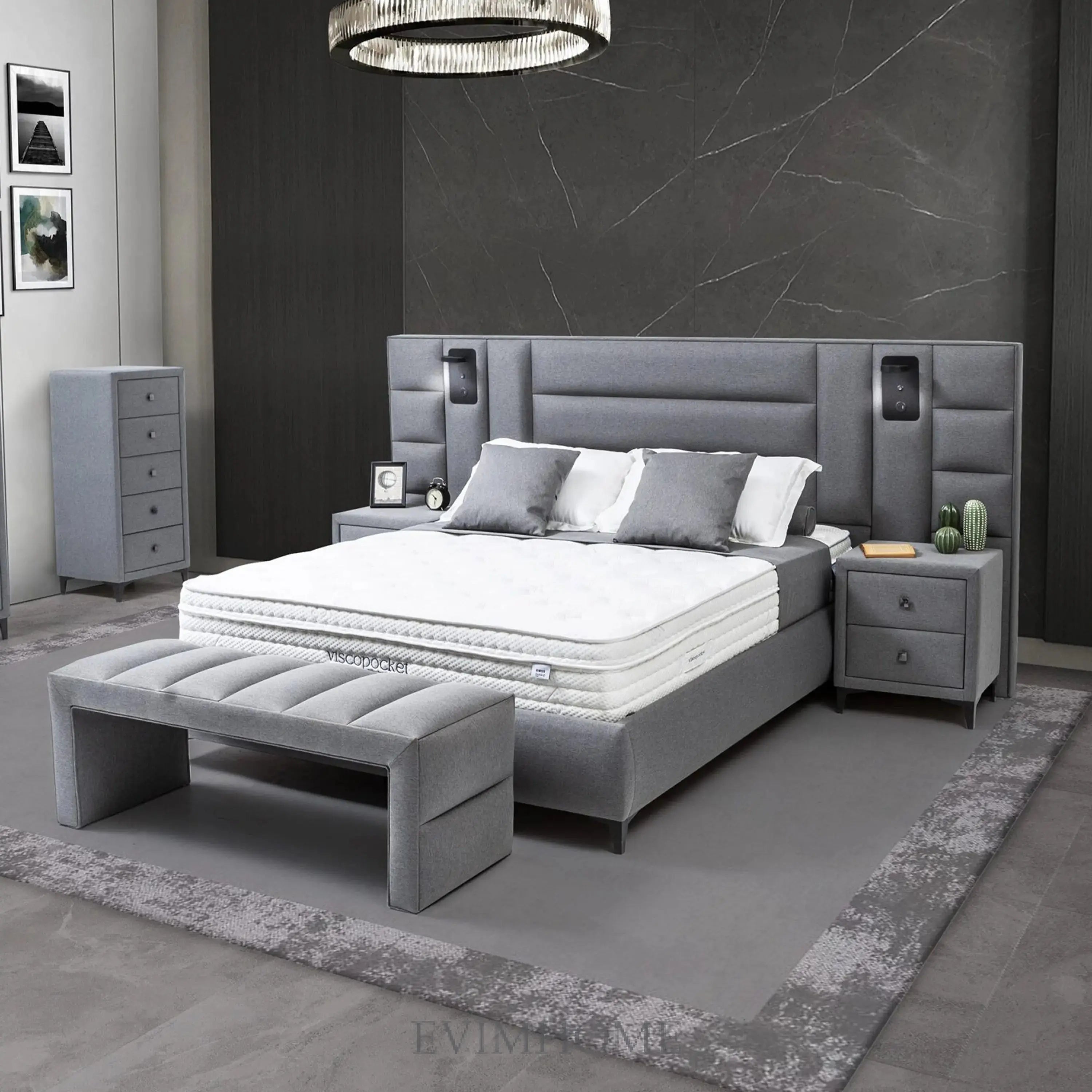 Viscopocket Anka Set: Boxspringbett inkl. Matratze Orthopädisch , 5-Zonen-Taschenfederkern, Visco-Schaum & Seidenbezug – Für gesunden, erholsamen Schlaf Schlafsinn