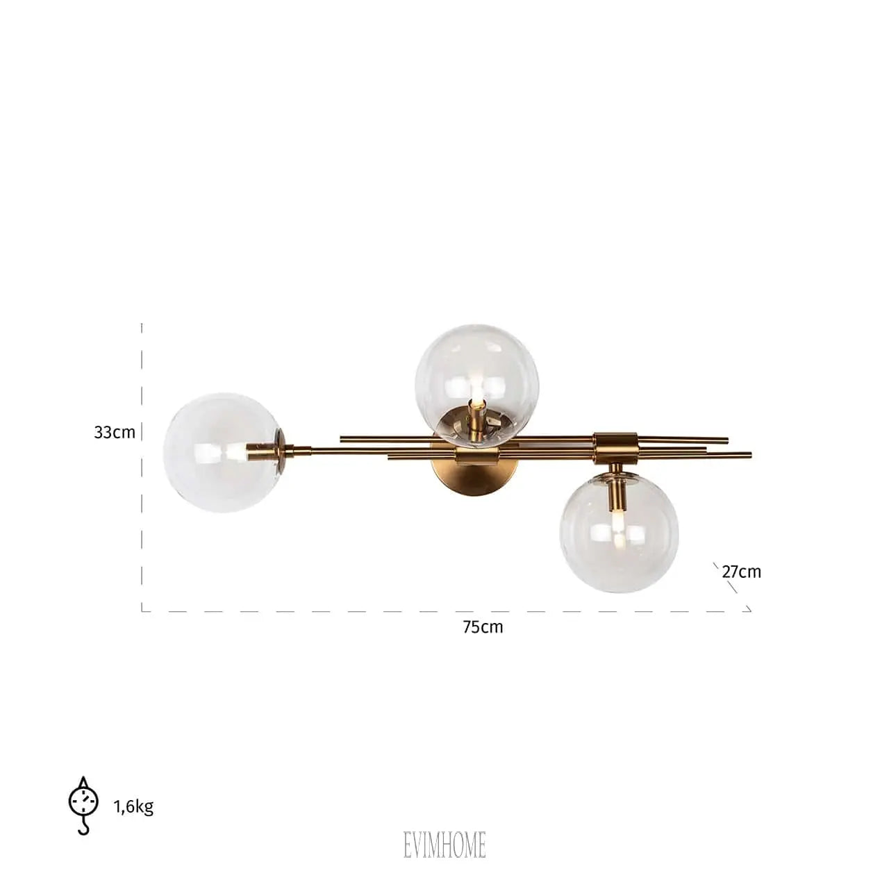 Wandleuchte Davine (Gebürstetes Gold) Evimhome