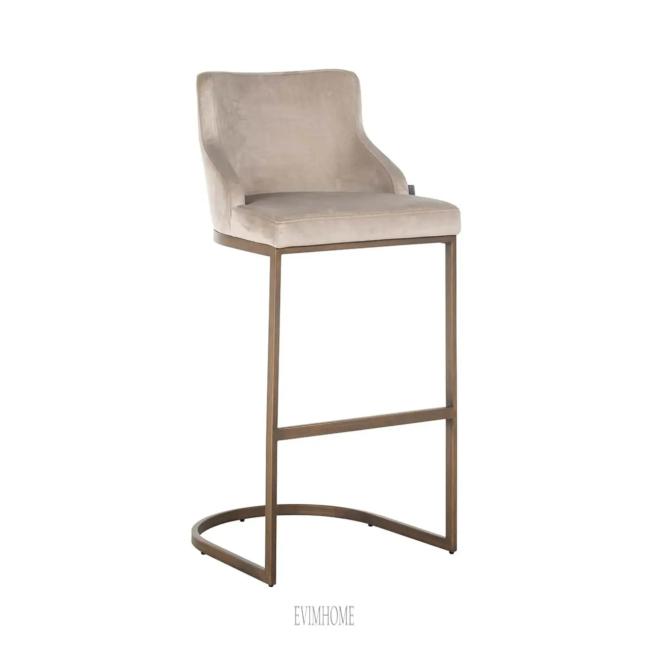 Barhocker Bolton Khaki-Samt / gebürstetes Gold feuerhemmend (FR-Quartz 903 Khaki) Evimhome