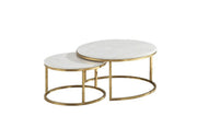 MESSINA COFFEE TABLE GOLD | Ø80X42CM MARBLE 928 2 PIECE
