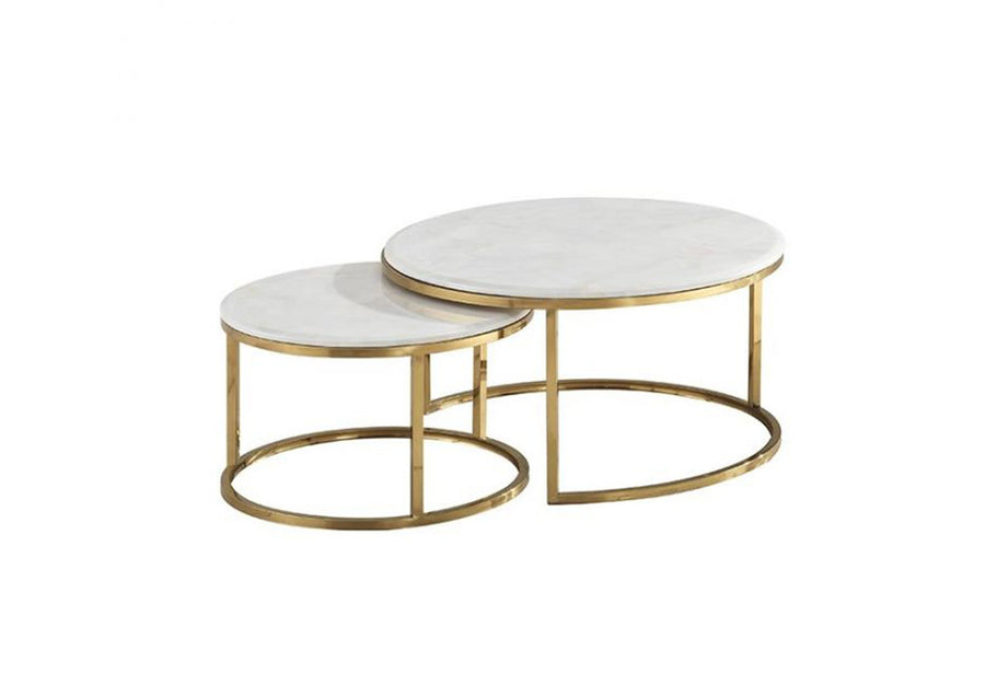 MESSINA SEHPA ALTIN ​​| Ø80X42CM MERMER 928 2 PARÇA