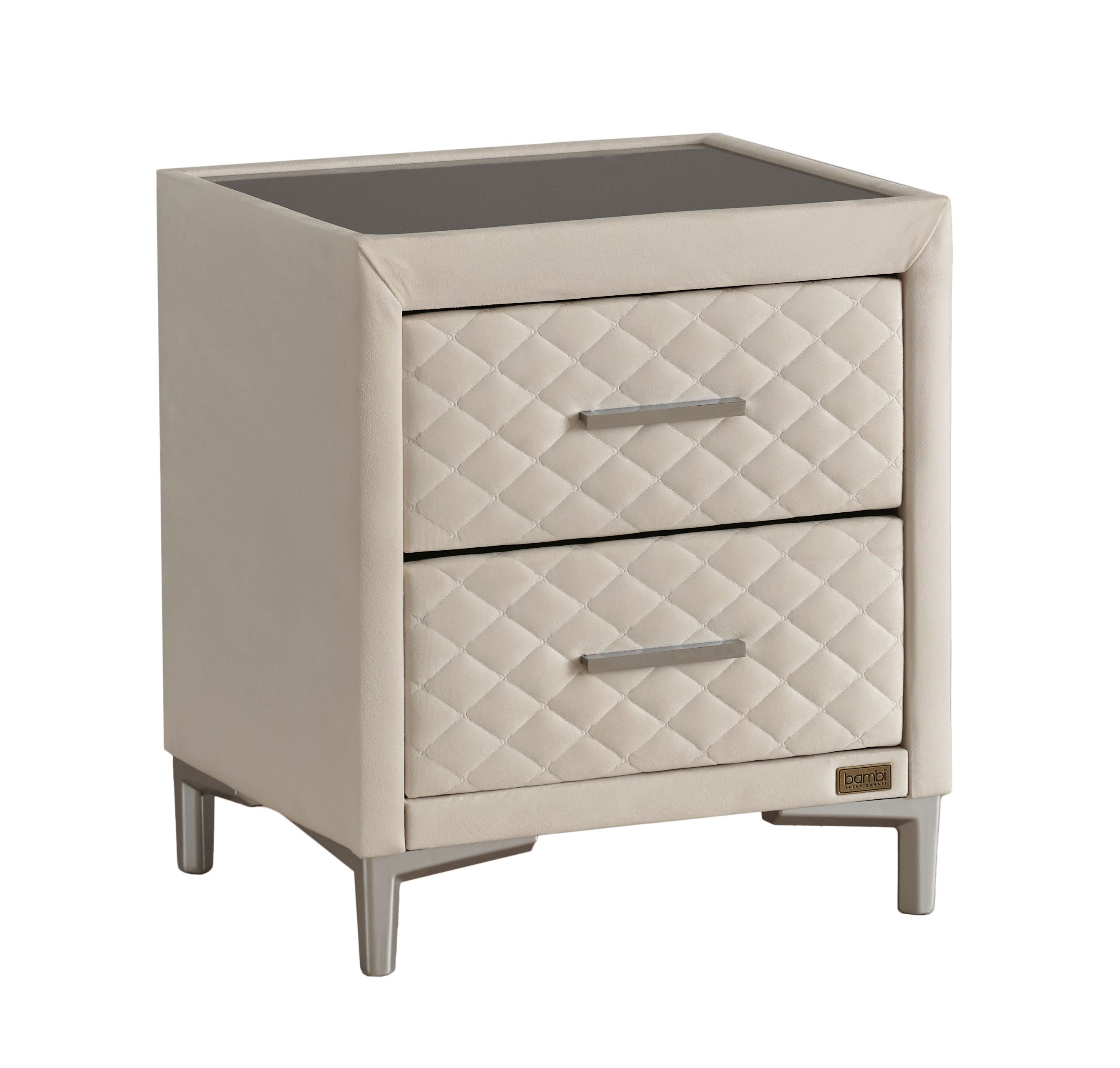 Bambi Thermo Control Nachttisch mit Glasplatte